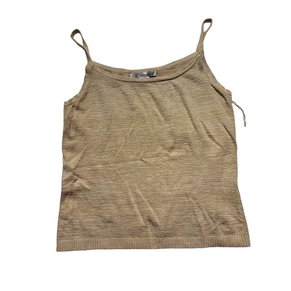 Vintage Guess Collection Tan Metallic Knit Cami Tank Size Medium